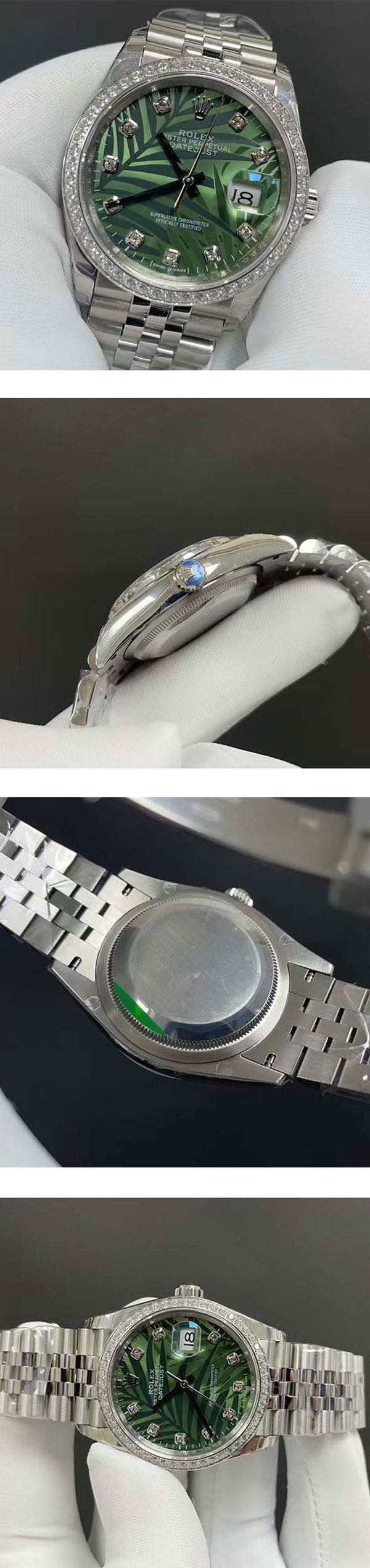 おしゃれ腕時計 ロレックスコピーM126284RBR-0047 デイトジャスト 36mm オリーブグリーン パーム 